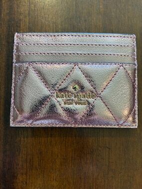 kate spade Metallic Pink Quilted Card Case
